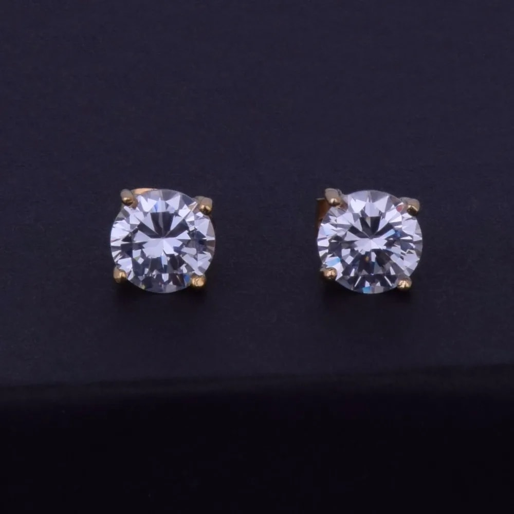 Men Gold Cubic Zircon Stud Earring